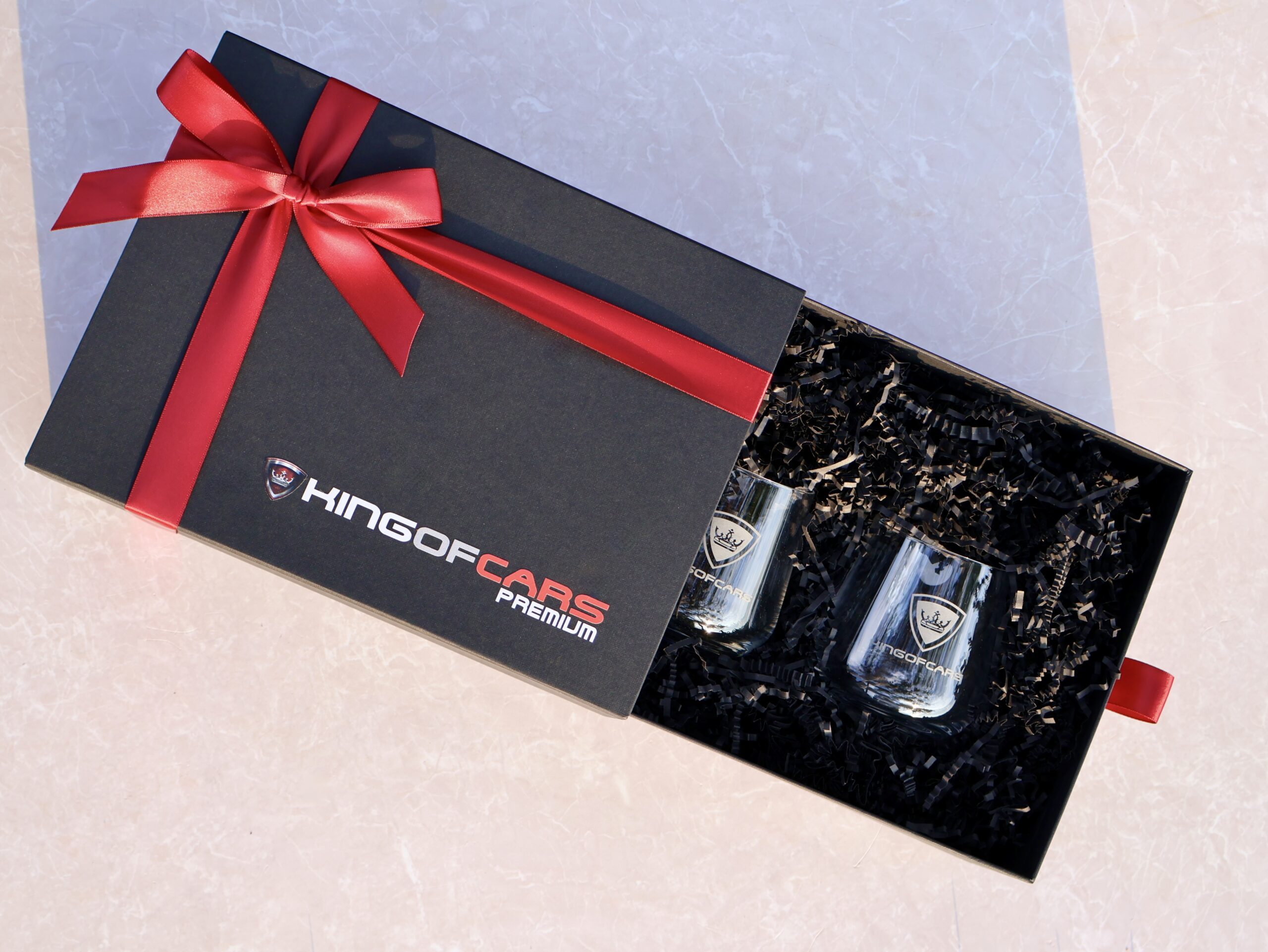 A blue and yellow corporate Christmas box